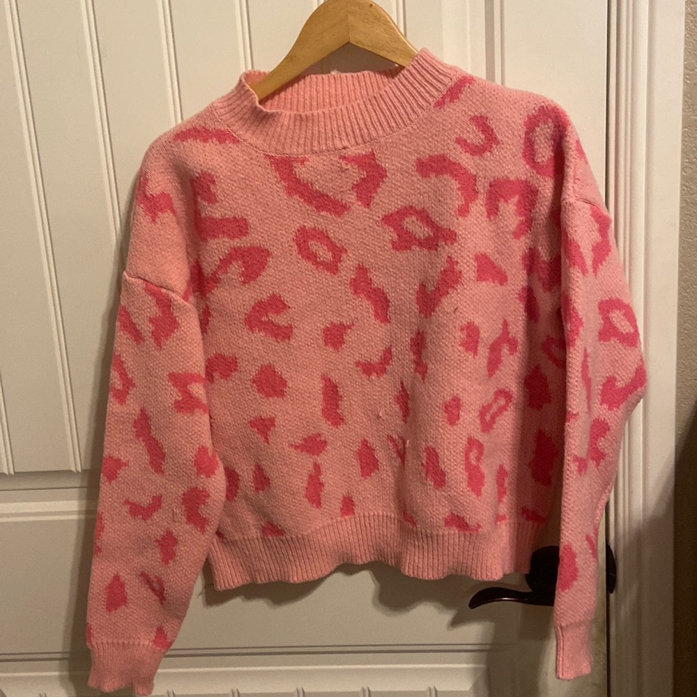 Pink Cheetah Print Sweater